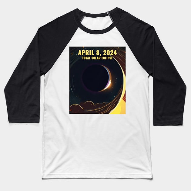 April 8, 2024 Total Solar Eclipse Totality USA Baseball T-Shirt by Little Duck Designs